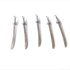 5 x Sword charms - jewellery findings -alloy charms
