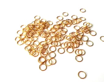 200 Gold brass jump rings 8x1mm - jump rings - jewellery findings