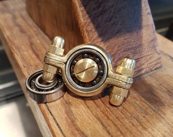 Hand made fidget toy. Brass hand spinner hybrid ceramic bearing torqbar edc