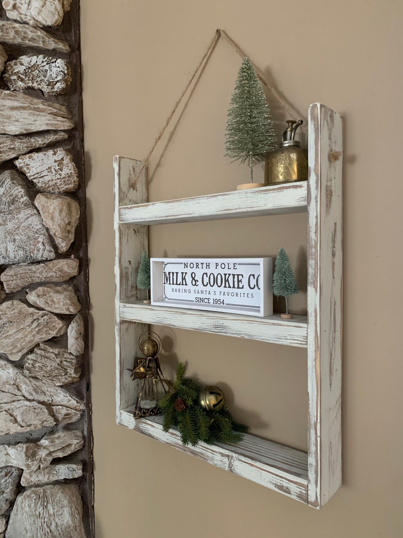 Ladder Shelf Farmhouse Rope Hanging Farmhouse Decor Gift Etsy