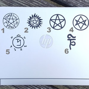 Decal Supernatural signs Anti-Possession,Devil's trap,Angel Banishing Sigil,Tibetan Tulpa,Pentagram,Men of letters symbol