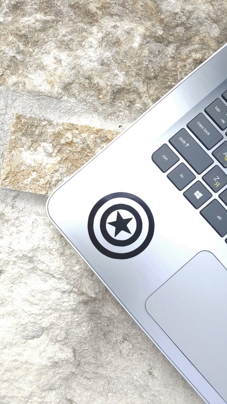 Decal Captain America shield Laptop Decal,Laptop Sticker,Car Sticker,Car Decal,Phone decal,Phone sticker,Window Decal,Window Sticker image 1