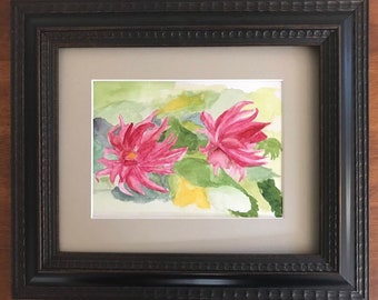 Dahlia Painting; Pink Dahlia wall art; flower watercolor painting; Fine Art Print; Floral Watercolor; fine artwork; Graduation Gift