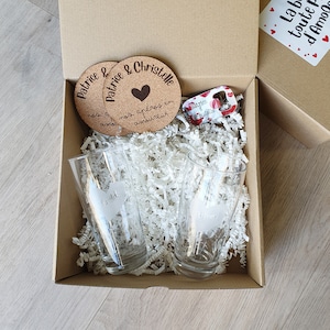 Box apéro en amoureux personnalisé St Valentin Bière ou Vin - Box cadeau|Cadeau saint valentin|Cadeau Amoureux|Cadeau couple|Cadeau mariage