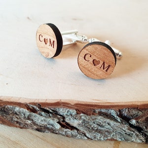 Boutons manchettes bois personnalisés| Accessoire marié|Idée cadeau témoin de mariage|Cadeau père de la mariée|Accessoire cérémonie mariage