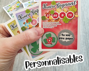 Billete rasca y gana Número mensaje personalizado|Anuncio de embarazo original|Tarjeta rasca y gana|Anuncio de embarazo personalizado para rascar