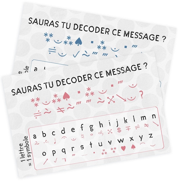 Cartes jeu "Sauras tu décoder ce message ?" pour demandes parrain / marraine