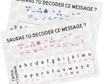 Cartes jeu "Sauras tu décoder ce message ?" pour demandes parrain / marraine