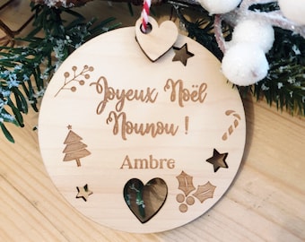 Joyeux Noël Nounou Miroir de Poche 56mm Idée Cadeau Nounou Noël