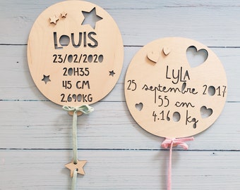 Ballon de naissance en bois personnalisé