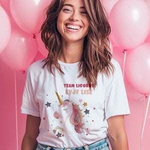 Tee shirt EVJF personnalisé, t-shirt team mariée, tshirt EVJF,  bride team ou  totebag, sac team mariée - tote bag EVJF fleurs, licorne,