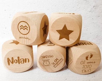 Giant personalized wooden birth cube / dice