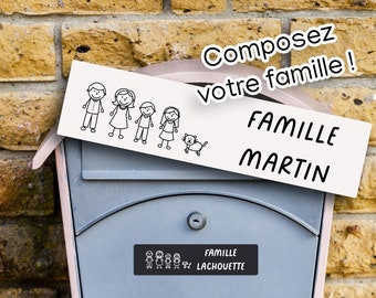 Plaque adhésive boîte aux lettres personnalisée avec famille