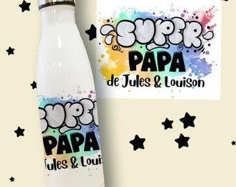 Bottiglia o bottiglia isolata personalizzata Super Papa - Festa del papà
