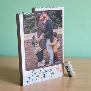Support photo en briques de construction style Lego |Idée cadeau fête des pères|Idée cadeau personnalisé papa|Idée cadeau papi/Cadeau Papy