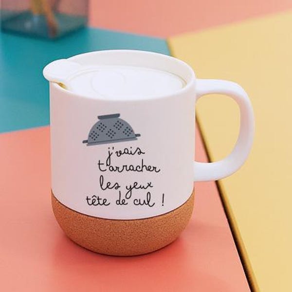 Mug Céramique Humoristique 'J'vais T'arracher Les Yeux Tête De Cul' - Multicolore, Bruhle Creations