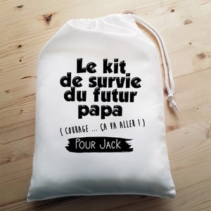 Pochon personnalisé pour jeune ou futur papa - Kit de survie - Boîte à papa|Idée cadeau futur papa|Idée cadeau papa personnalisé