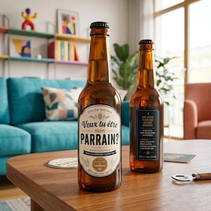 Beer label asking for godfather | Will you be my godfather/godmother? | Original pregnancy announcement | 33cl bottle sticker