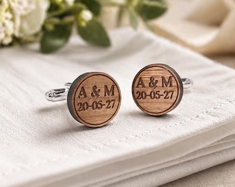 Boutons de manchettes en bois personnalisé futur marié|Bouton manchette mariage|Cadeau témoin de mariage|Accessoire cérémonie mariage