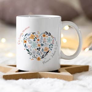 Mug personnalisé Liberty On t'aime maman|Idée cadeau fête des mères|fête des mamies||Tasse personnalisée maman