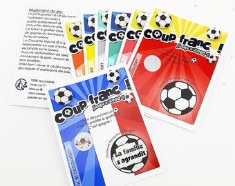 Billete rasca y gana de fútbol con mensaje sorpresa|Anuncio de embarazo con mensaje sorpresa|Tarjeta rasca y gana|Anuncio de embarazo personalizado para rascar