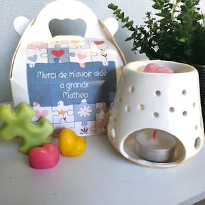 Aanpasbare doos parfumbrander + fondants Puzzel en harten / minnares / oppas / atsem / kinderkamer / AVS