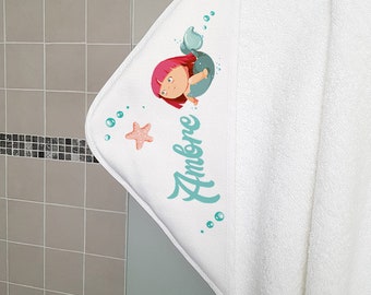 Personalized with name Mermaid baby bath Cape