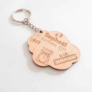 Porte clé personnalisé Nuage naissance personnalisé