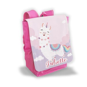 Sac à dos enfant personnalisé crèche / maternelle Lama rose