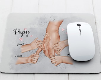 Tapis de souris personnalisé Papy et mains des petits enfants