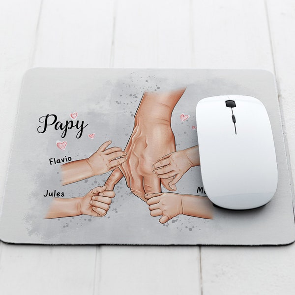 Personalized mouse pad Grandpa and small children's hands