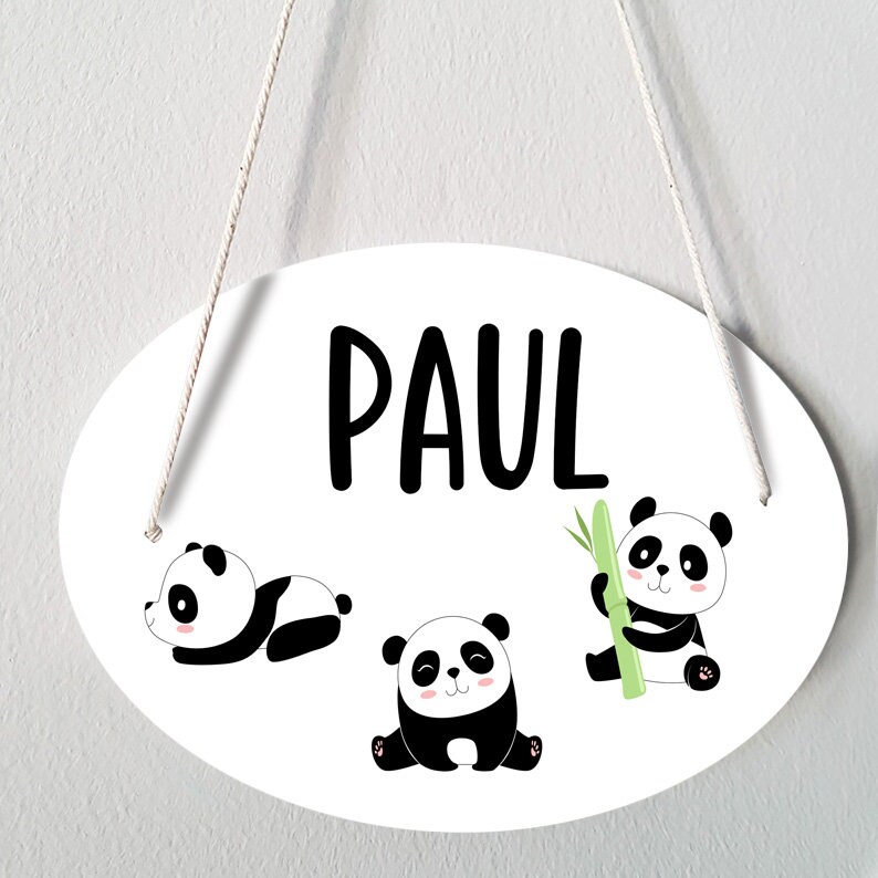 Plaque de Porte Personnalisée avec Prénom Pandas