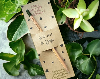 Plantable pencil with personalized packaging