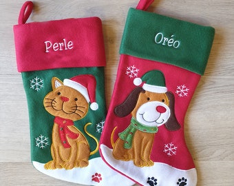 Grande chaussette / botte de Noël personnalisable Chat / chien animal