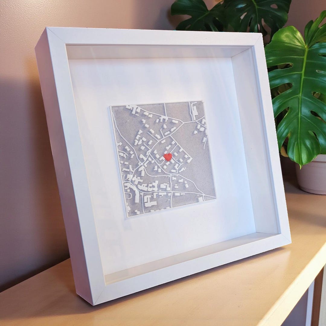 City Map Frame Personalized 3D City Map Frame With Heart at Your Address | Wedding ...