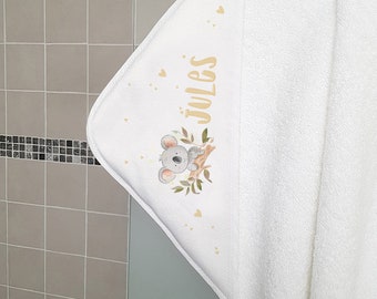 Cape de bain bébé personnalisée avec prénom Koala