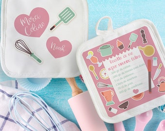 Maniques personnalisées de cuisine pour Super Nounou / maîtresse / atsem...