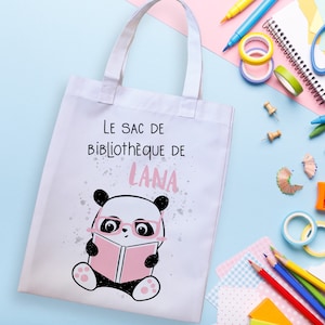 Tote Bag personalisierte Kindertasche für Panda Bibliothek