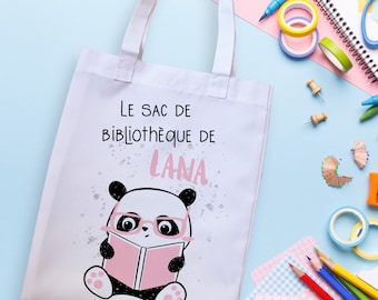 Tote bag sac enfant personnalisé pour bibliothèque Panda