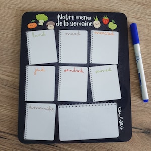 Planificateur de menus de la semaine effaçable