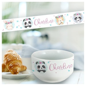 Custom bowl with first name - Flowery animals