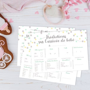 Cartons de jeu Révélation  "Prédictions sur la naissance" - Baby shower