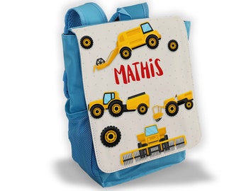 Personalised nursery/kindergarten backpack Tractor, agricultural machinery