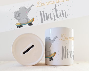 Personalized with name piggy bank model Elephant