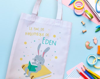 Tote bag personalized child bag for Rabbit library