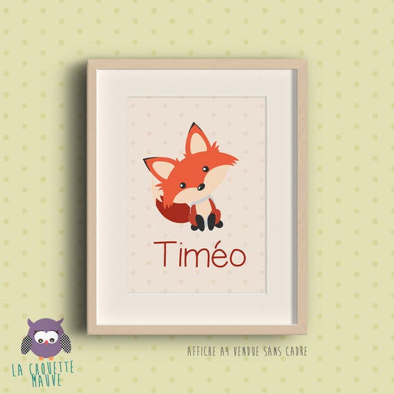 Affiche Personnalisée avec Prénom - Personnalisable Renard