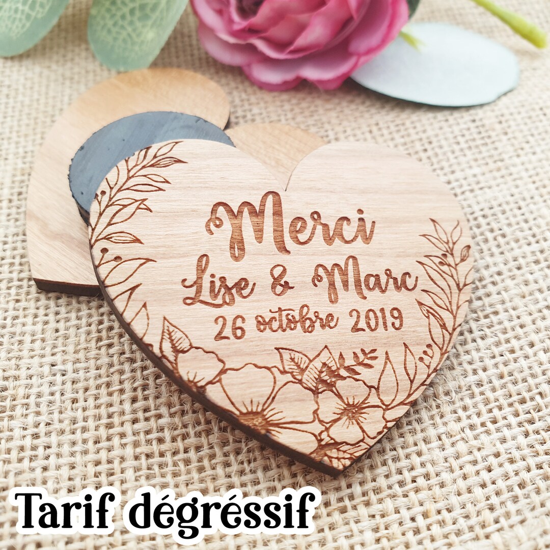 Remerciements ou Save the date mariage gravé en bois - Etsy France