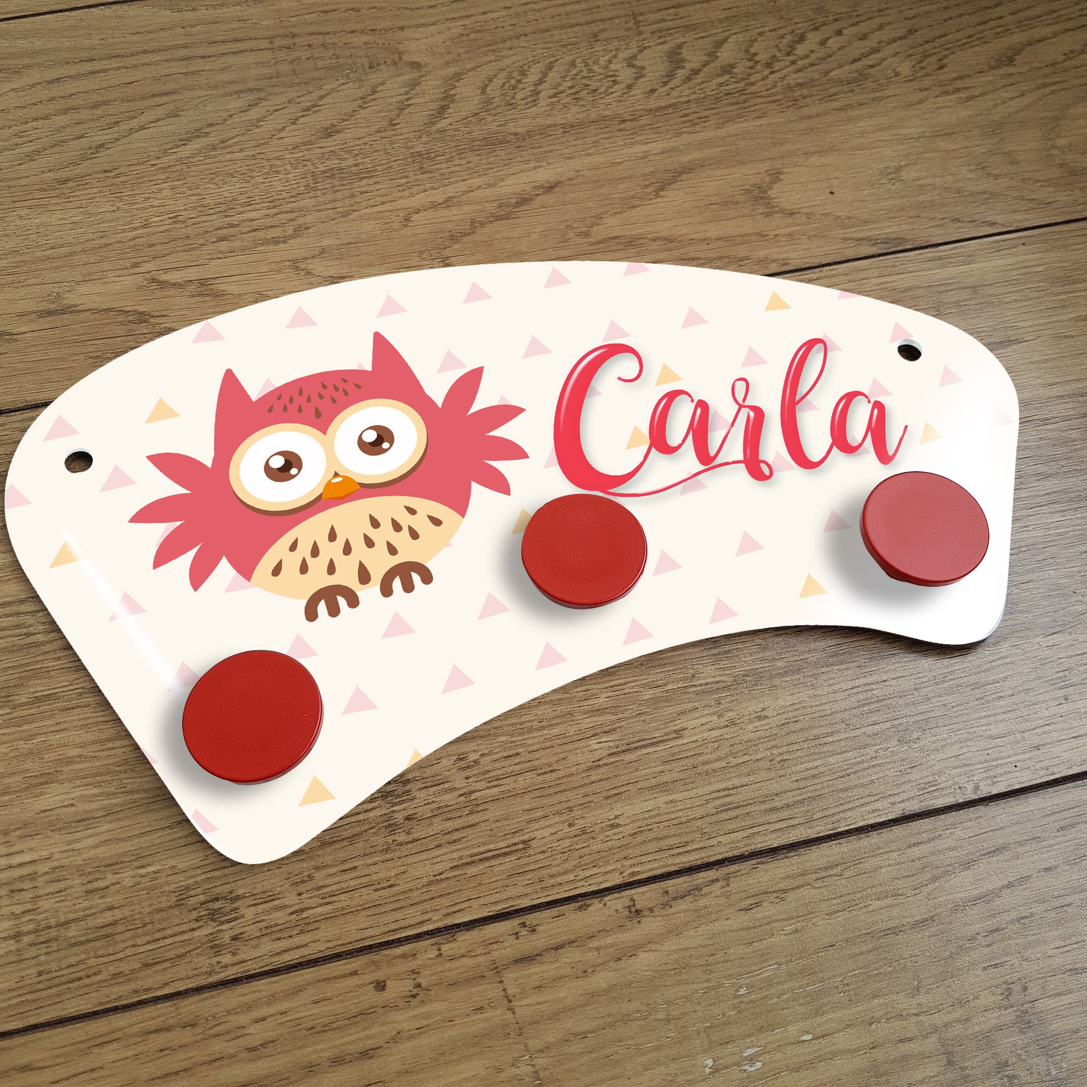 Porte Manteaux Personnalisé Chouette Rose