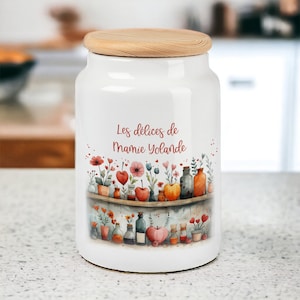 Pot à biscuits personnalisé|Pot à cookies|Boîte biscuits|pot céramique personnalisable|idée cadeau nounou|idée cadeau mamie|Fête des mamies