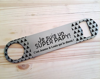 Décapsuleur personnalisable en Inox Super papy